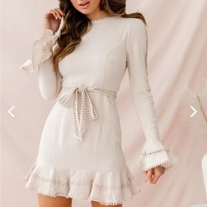 SELFIE LESLIE Aspley Flare Cuff Waist Tie mini dress (never worn)